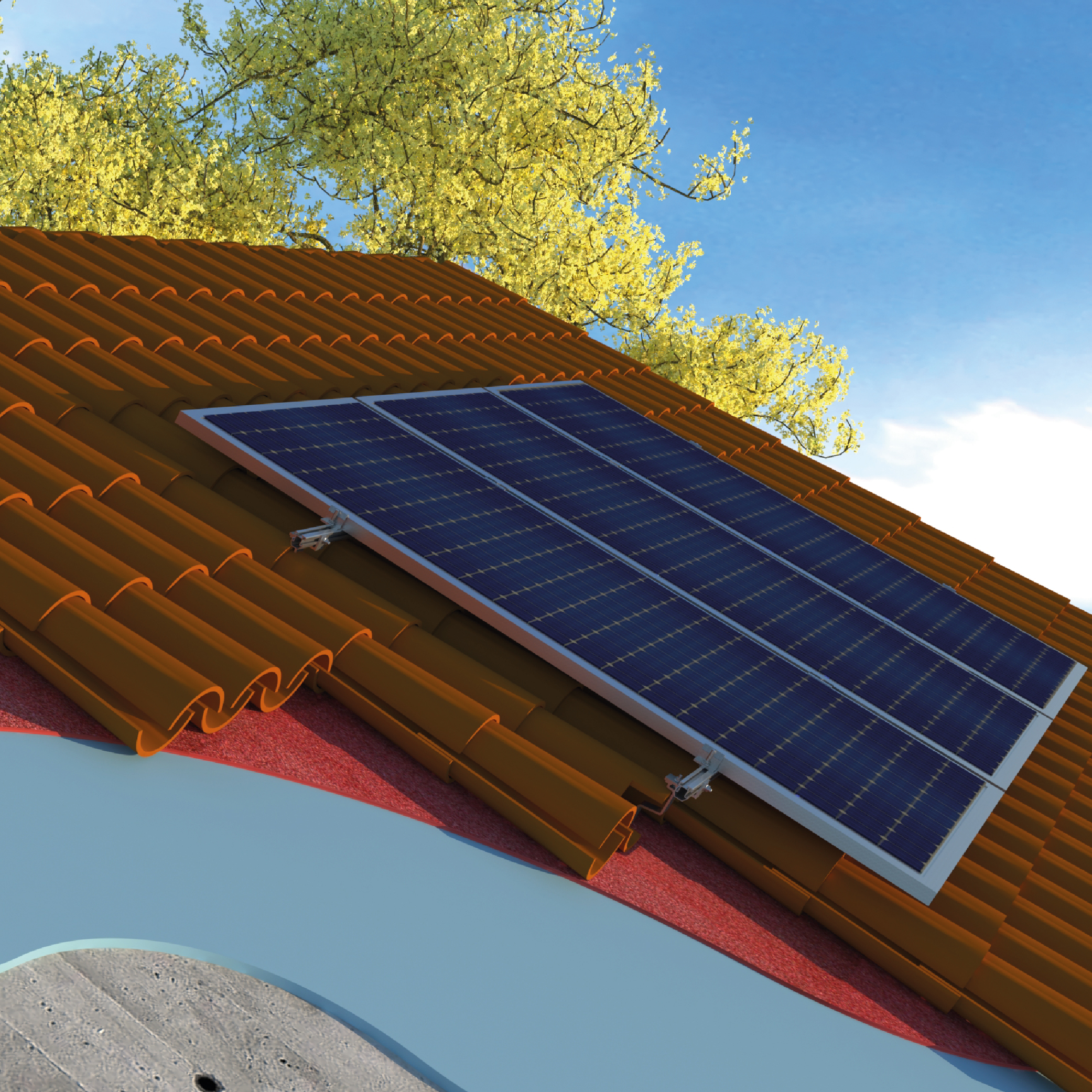 Aplicación del sistema Salvateja Árabe para montaje fotovoltaico en tejados de teja curva