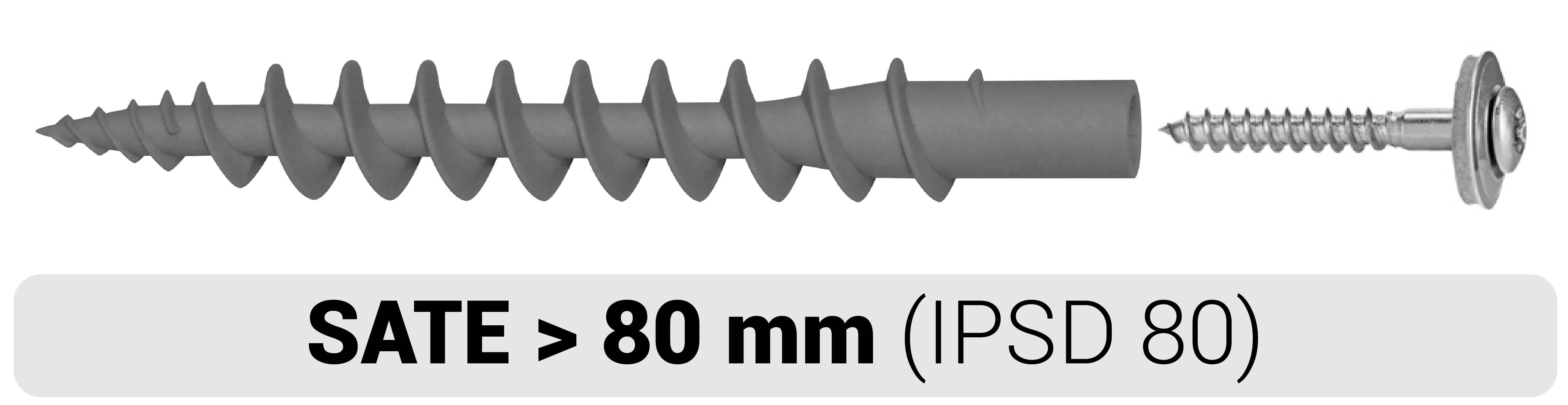 El taco IPSD 80 con tornillo PLS para SATE > 80 mm