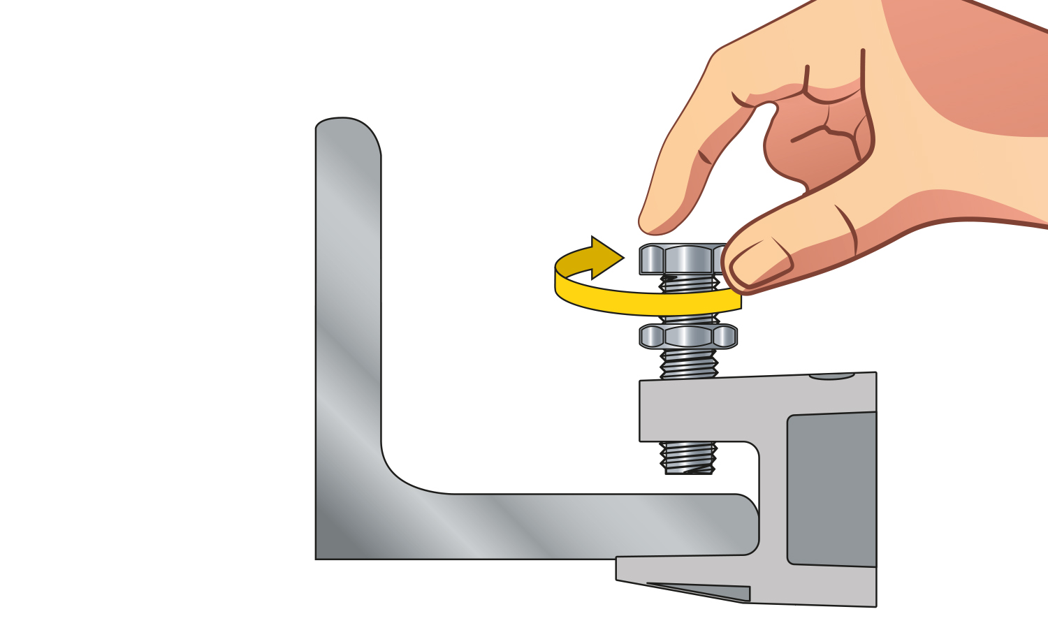 Apretar manualmente el tornillo en la abrazadera portante PMV