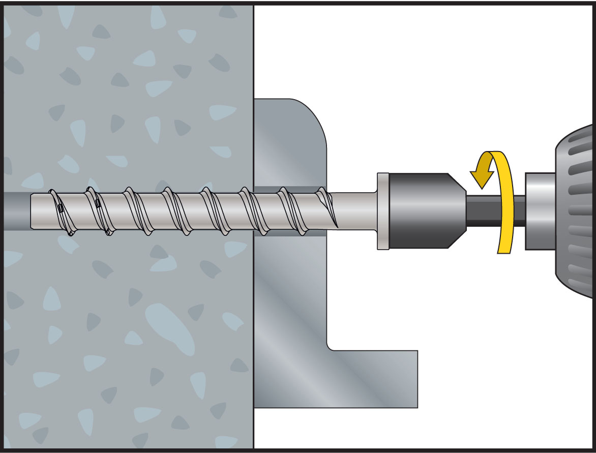 Apriete del tornillo BTS-6 Ø6 en hormigón con herramienta eléctrica