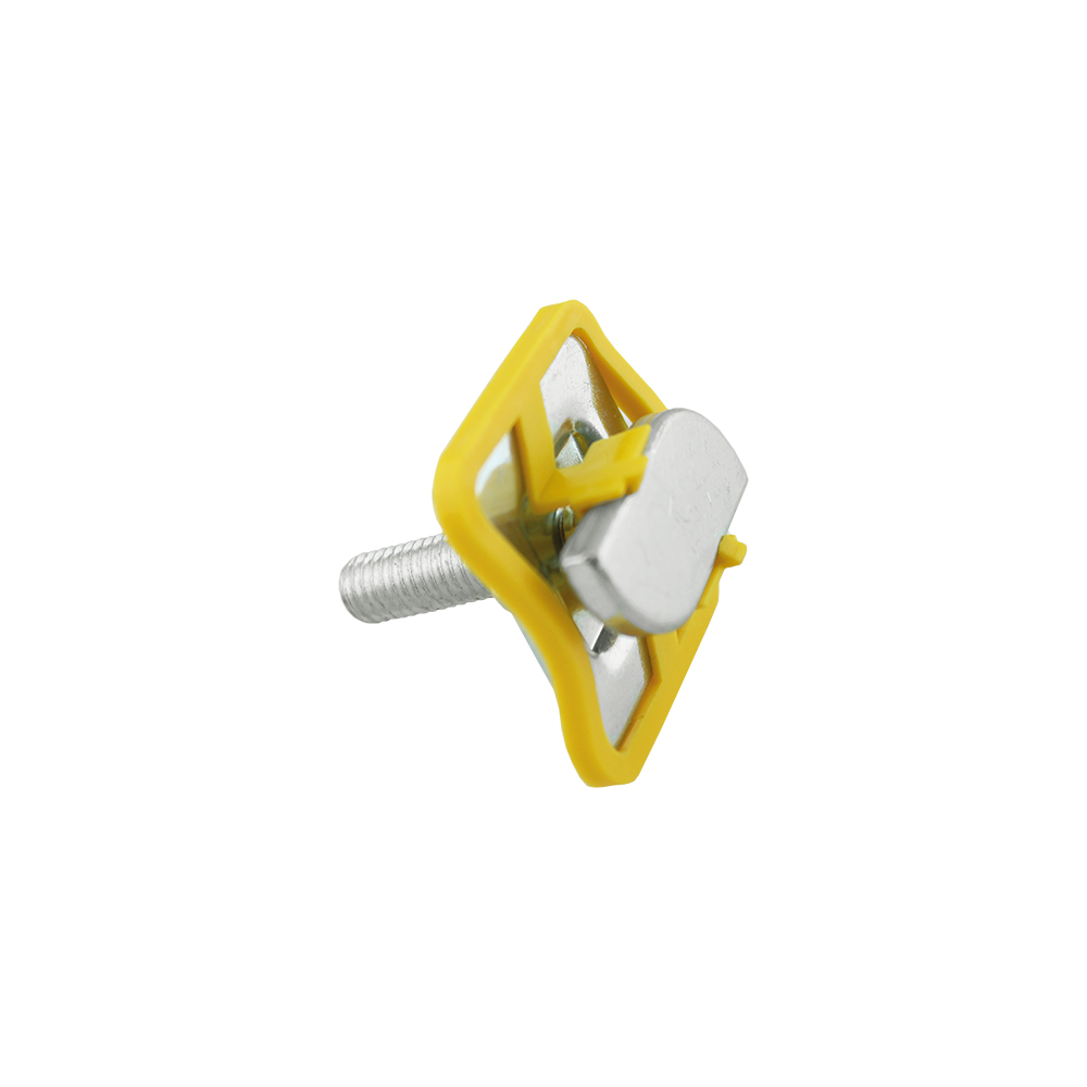 Vista inferior del espárrago para perfil EPR con base metálica y protector amarillo