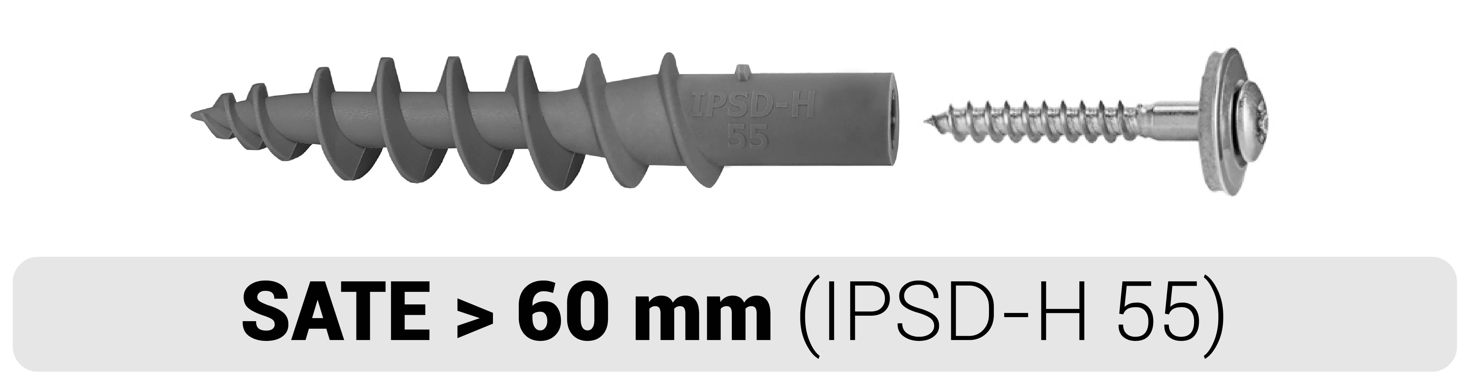 El taco IPSD-H 55 con tornillo PLS para SATE > 60 mm